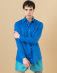 Camicia Classic in 100% lino Blu