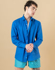 Camicia Classic in 100% lino Blu