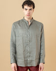 Camicia Coreana in 100% lino Militare