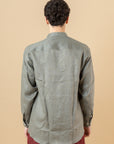 Camicia Coreana in 100% lino Militare