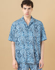 Camicia bowling Stampa Paisley Blu