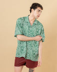 Camicia bowling Stampa Paisley Verde