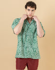 Camicia bowling Stampa Paisley Verde