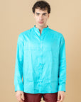 Camicia Coreana in 100% lino Tiffany